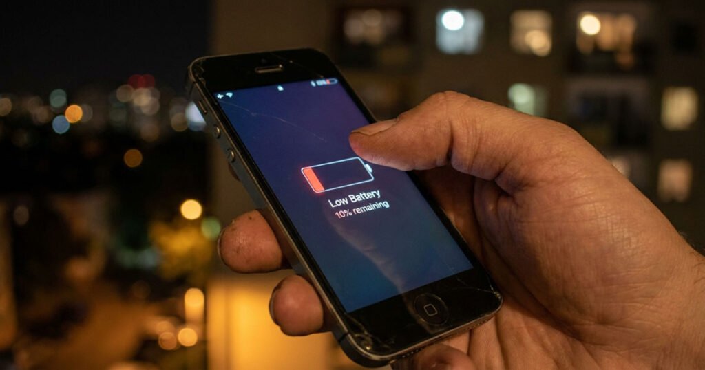 celular com bateria fraca e sinais de desgaste