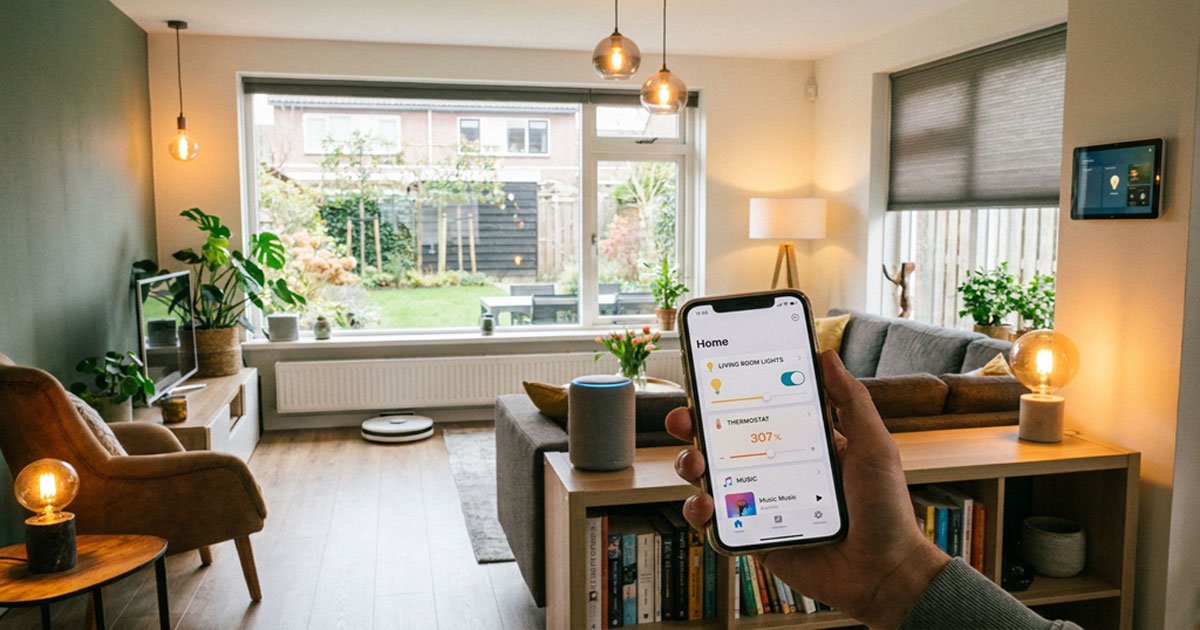 casa inteligente com dispositivos automatizados em 2026