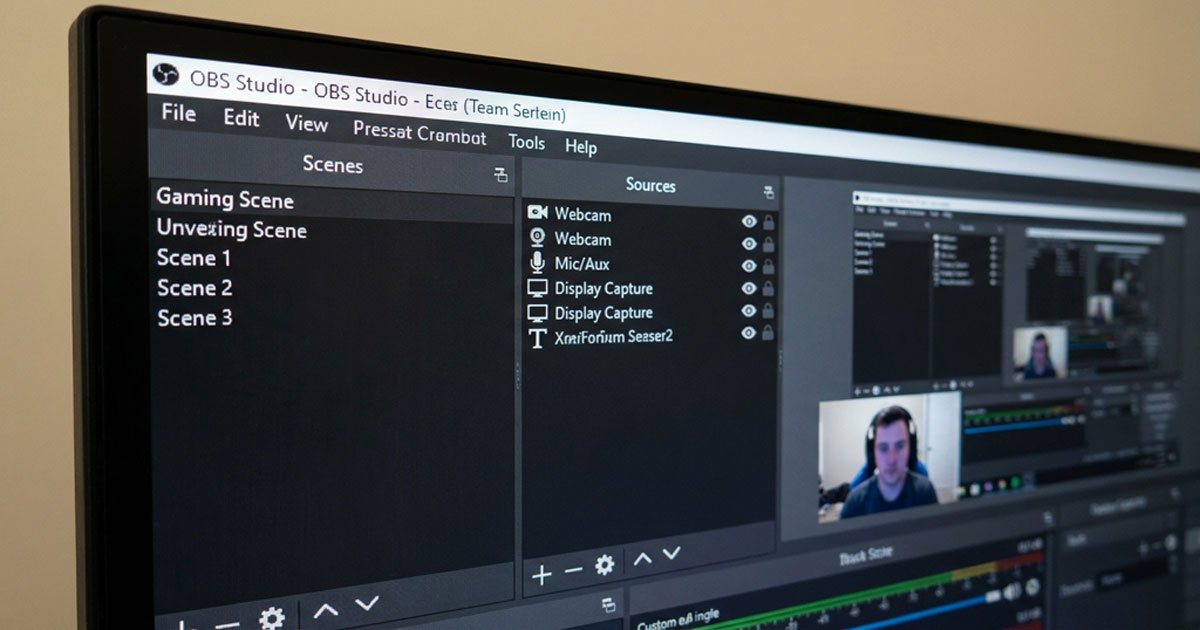 configuração de cenas e fontes no OBS Studio