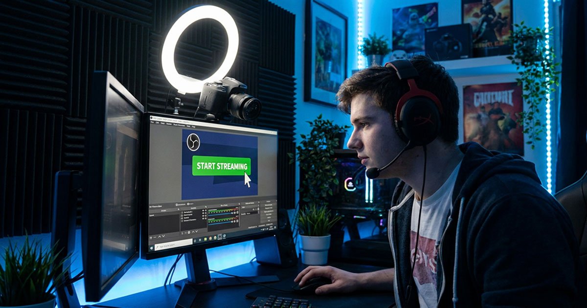 transmitindo live com OBS Studio conectado à Twitch